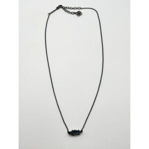 Kendra Scott Gunmetal Chain Necklace With Black Iridescent Stone Pendant